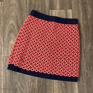 Coral & Navy blue Loft skirt size 00
